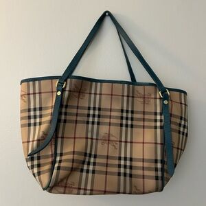 Authentic Burberry Shoulder Bag Tote Bag PVC/Leather Beige +Dust Bag